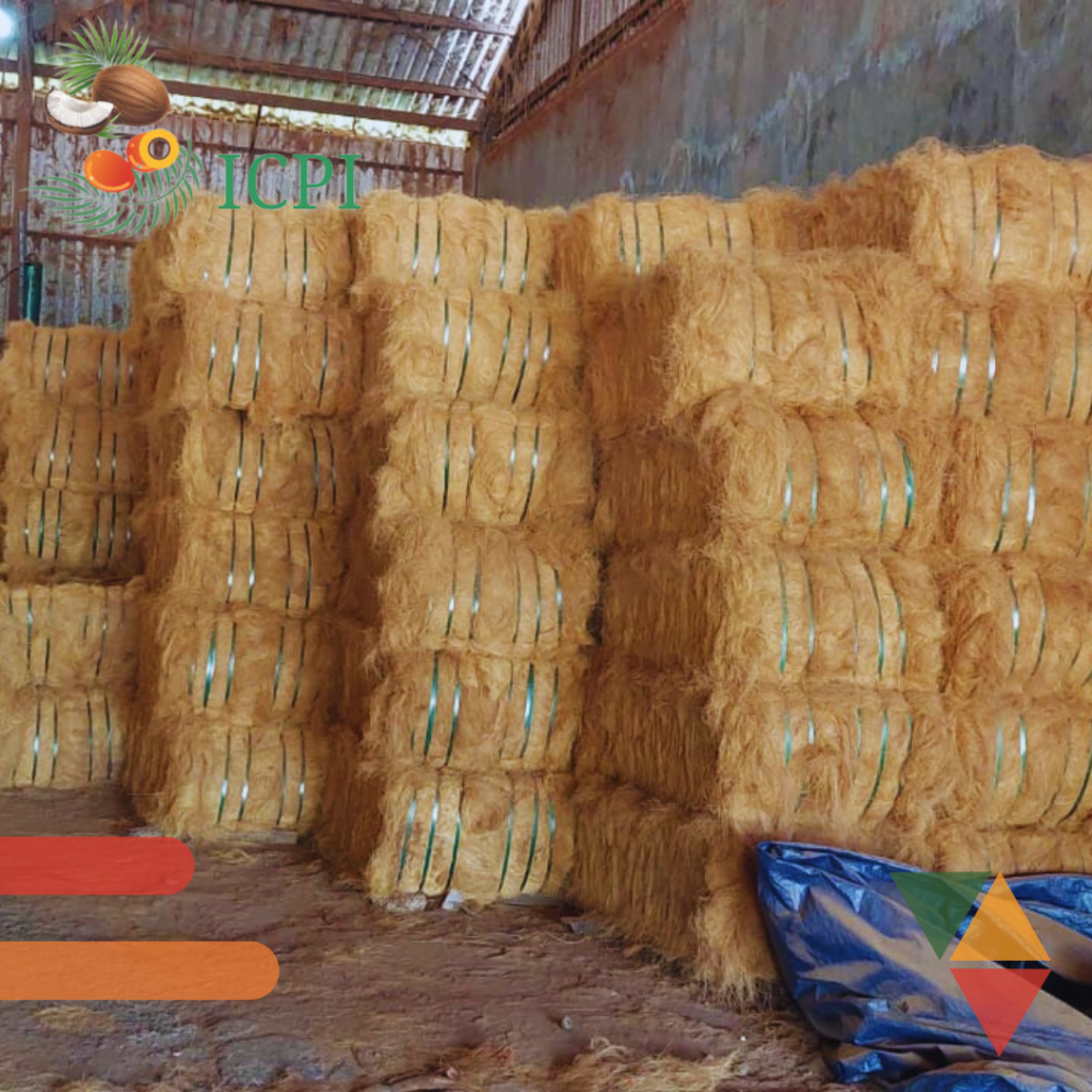 Processed cocofiber at Indonesian factory – natural coconut fiber for export